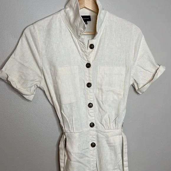 Who What Wear Beige Linen Jumpsuit Size XS - Picture 10 of 11
